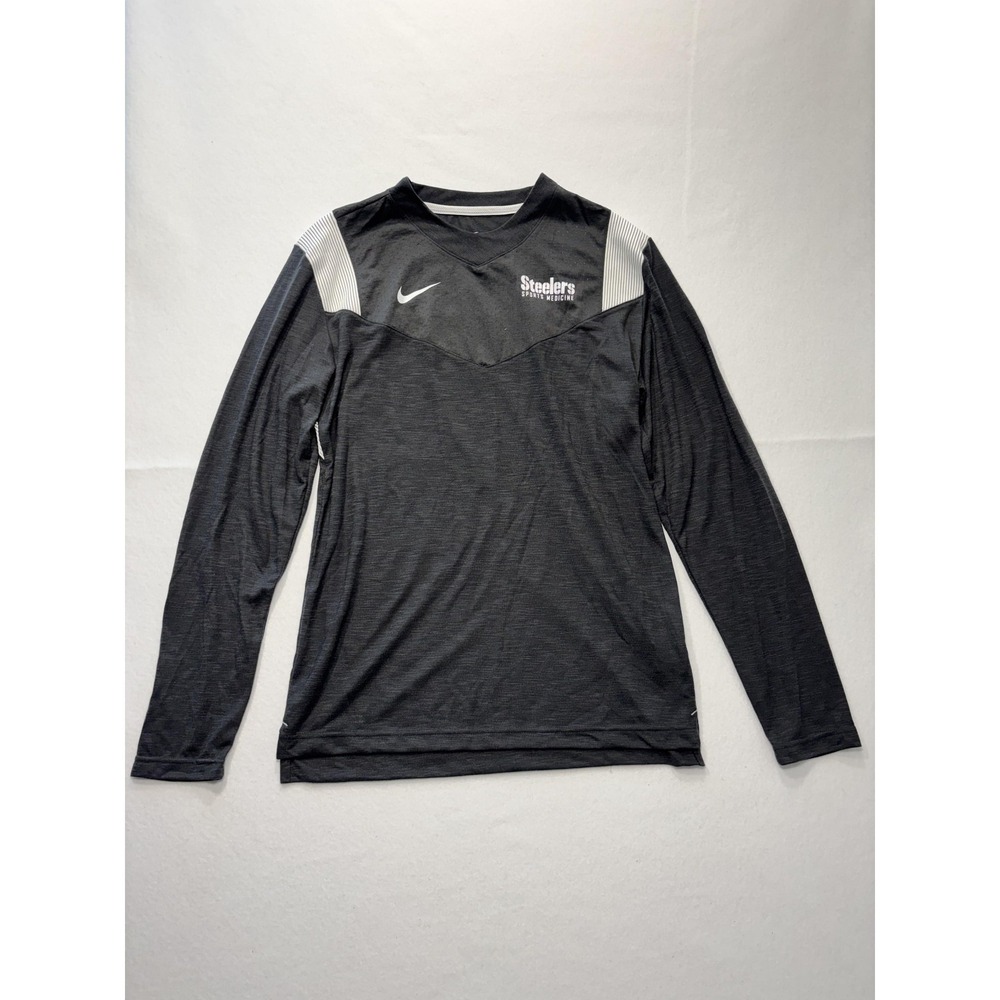 Pittsburgh Steelers Shirt Mens Medium Gray NFL Football Nike Dri Fit Long Sleeve
